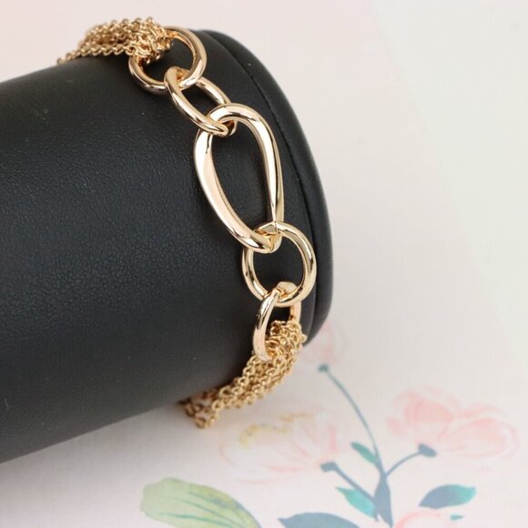 "Chunky Oval Chain Rose Gold Bracelet with Layered Tassel Detail, XPBL1099 - Picture 5 of 12